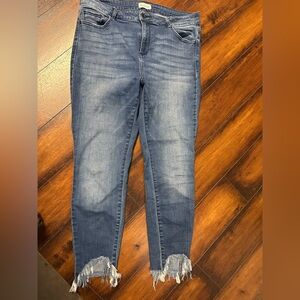 Frayed Hem Blue Denim Cropped Ms. Cello Jeans sz 14